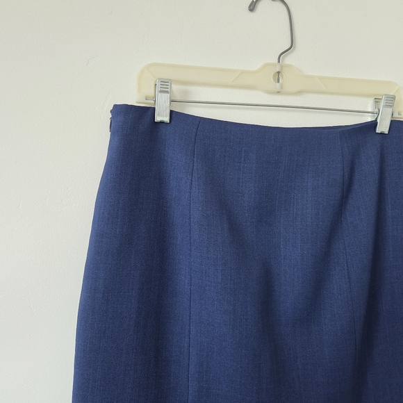 Vintage Evan Picone Pencil Skirt Navy Blue Chambray Professional Preppy Office 6 - Picture 6 of 10